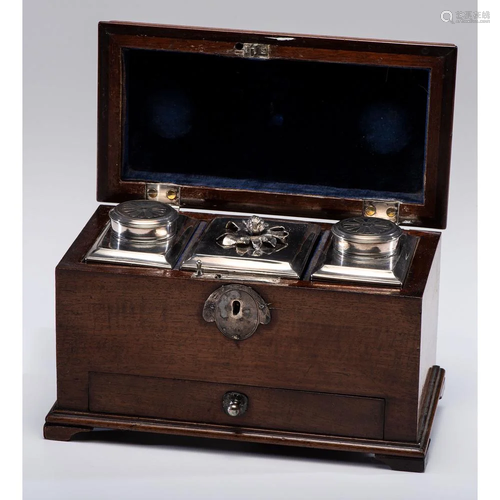 Three Danish Silver Caddies in a Wooden Case