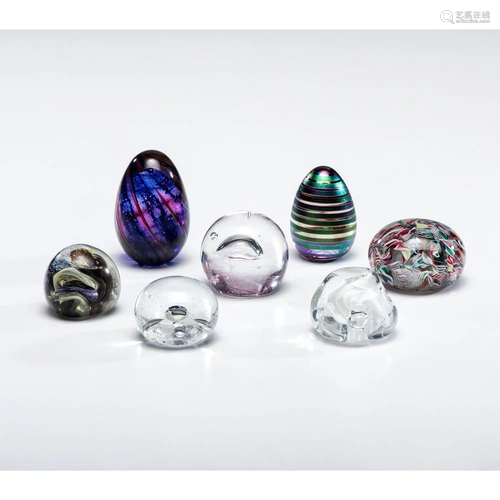 Seven Art Glass Paperweights