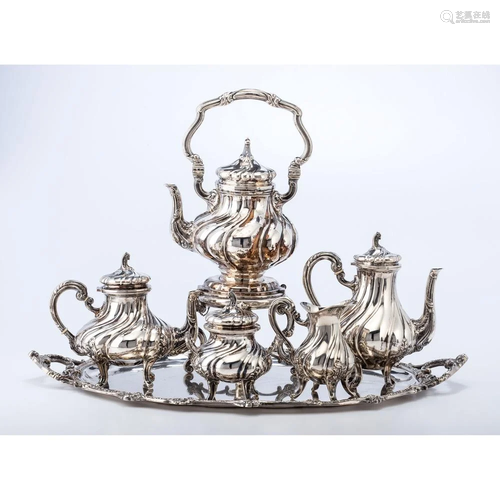 A Six-Piece Continental .800 Silver Coffee Service