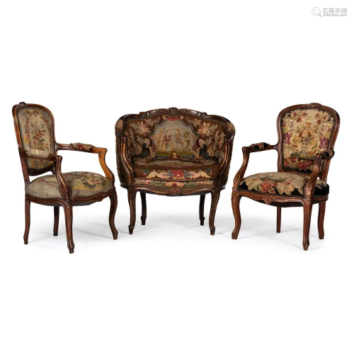 A Louis XV-style Parlor Suite with Needlework
