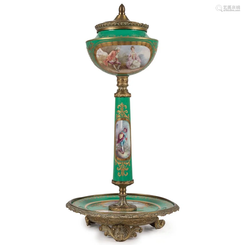 A Sevres-style Garniture with Courtship Scenes