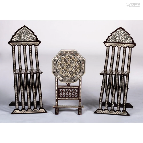 A Syrian-style Mother-of-Pearl Inlaid Folding Table and