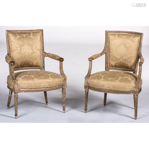 A Pair of Louis XVI Painted Fauteuils