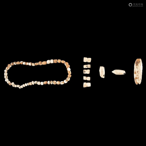 A Group of Shell Beads and Ornaments, Largest 2-1/2 in.