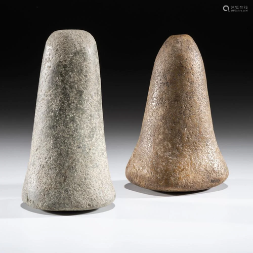 A Pair of Quartz and Granite Bell Pestles, Largest 6