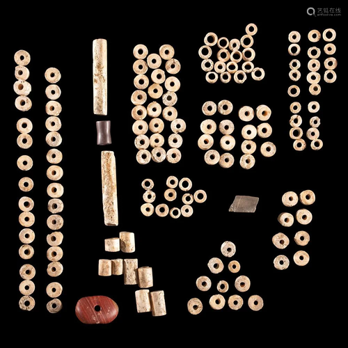 A Frame of Shell Beads, Largest 2-1/8 in.