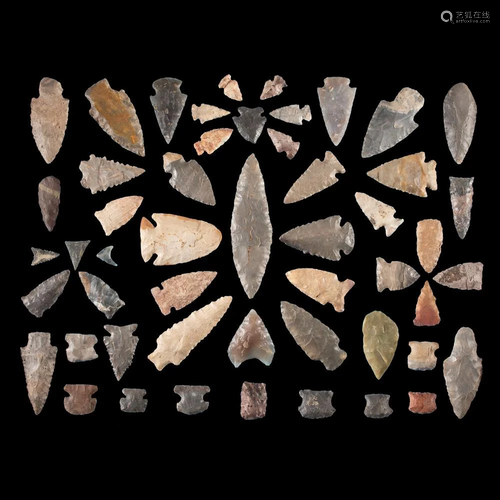 Art Gerber's Childhood Frame of Mounted Flint Points,