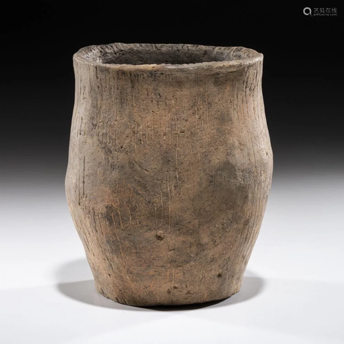 An Incised Hopewell Pottery Jar, 6-1/2 x 5-1/2 in.