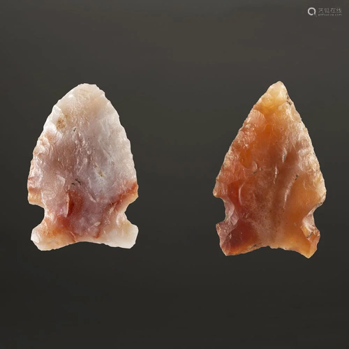 A Pair of Flint Ridge Side Notch Points, Largest 1-1/2