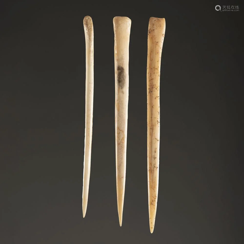 Three Bone Awls, Largest 6 in.