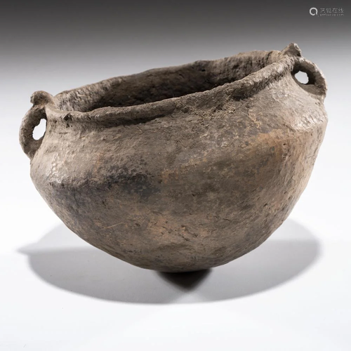 A Mississippian Pottery Jar, 3-3/4 x 5-1/4 in.