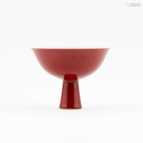 CHINESE RED MONOCHROME HIGH STEM BOWL