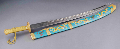 QIANLONG GILT BRONZE CLOISONNE SWORD