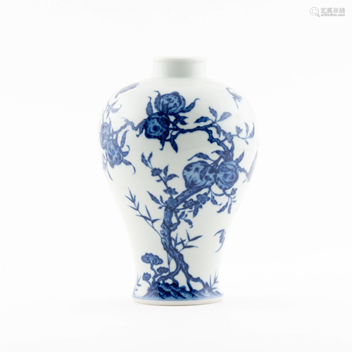 QING BLUE & WHITE PEACH ABUNDANT MEIPING JAR