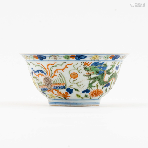 CHINESE WUCAI DRAGON & PHOENIX BOWL