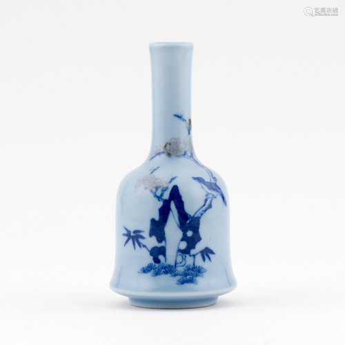 CHINESE SKY BLUE GLAZED BELL BOTTLE VASE