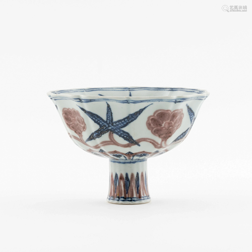 XUANDE RED & BLUE COCKSOMB HIGH BOWL