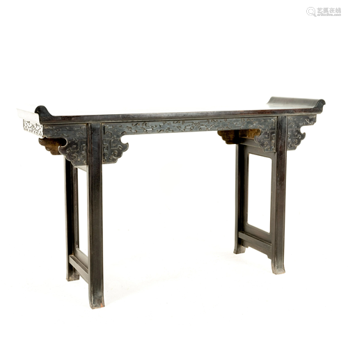 CHINESE ZITAN EVERTED RIM ALTAR TABLE