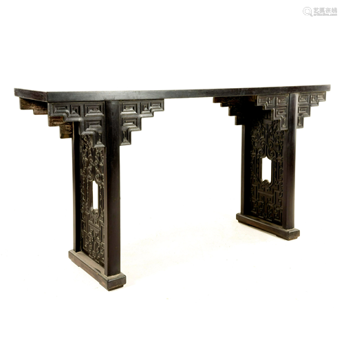 A ZITAN TRESTLE ALTAR TABLE