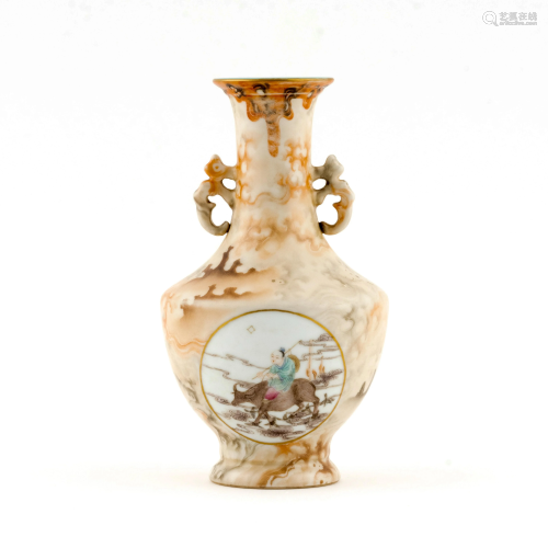 CHINESE FAMILLE ROSE OPEN FACE AMPORA VASE