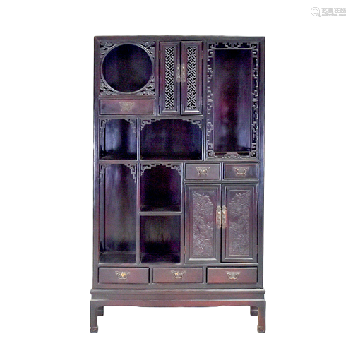 20TH C CHINESE HARDWOOD GALLERY CABINET