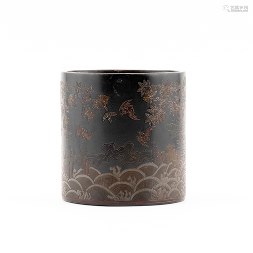 CHINESE BRONZE BRUSH POT