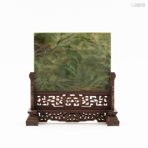 GREEN JADE PANORAMIC TABLE SCREEN