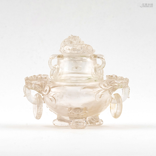 CHINESE CRYSTAL LIDDED TRIPOD CENSER