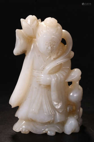 HETIAN JADE CARVED FIGURE SHAPED PENDANT