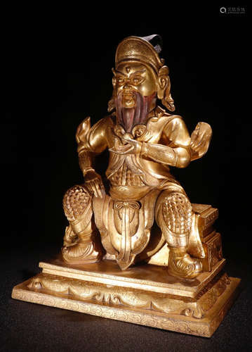 COPPER WITH GOLD CAST GUANGONG BUDDHA