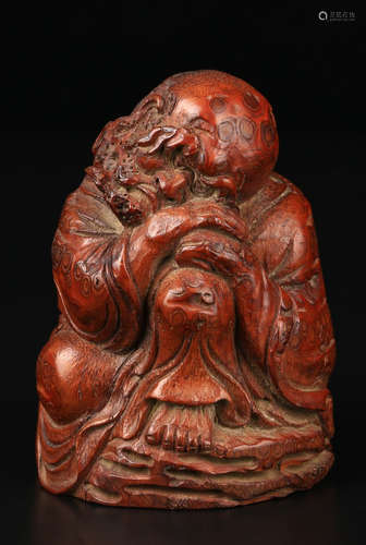 BAMBOO CARVED ARHAT STATUE