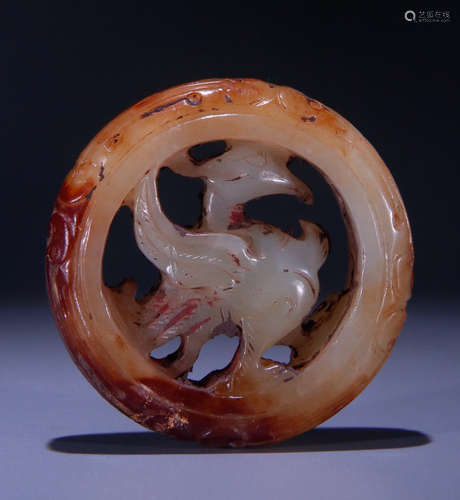 ANTIQUE JADE CARVED PHOENIX PATTERN PENDANT