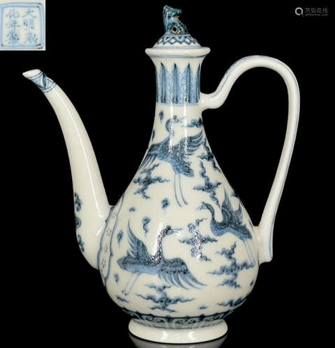 DAMINGCHENGHUANIANZHI MARK BLUE&WHITE GLAZE POT