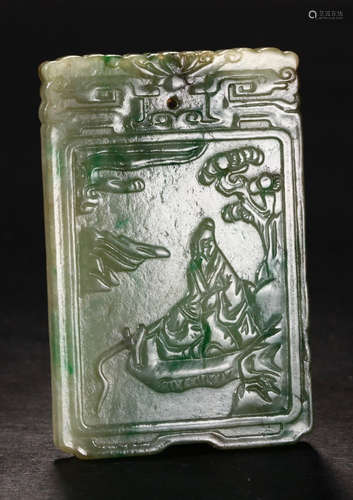 JADEITE CARVED FIGURE PATTERN TABLET