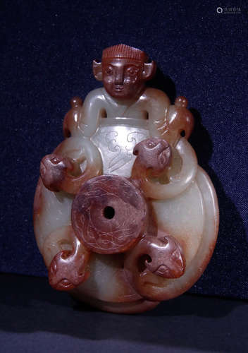 ANTIQUE JADE CARVED BI