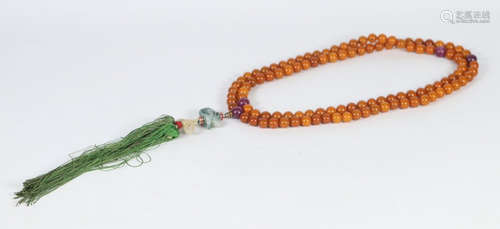 BEESWAX CARVED NECKLACE WITH 108 BEADS