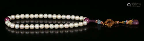 PEARL CARVED STRING BRACELET WITH 36 BEADS