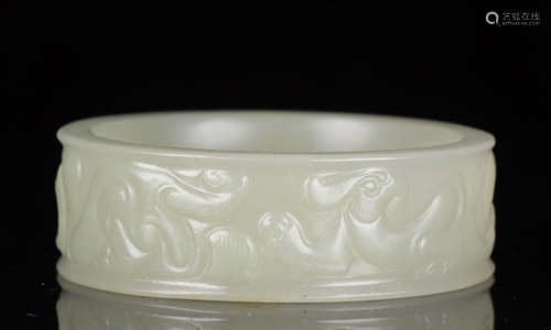 HETIAN JADE CARVED BEAST PATTERN HAIR GOB