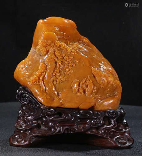 TIANHUANG STONE CARVED LANDSCAPE PATTERN PENDANT