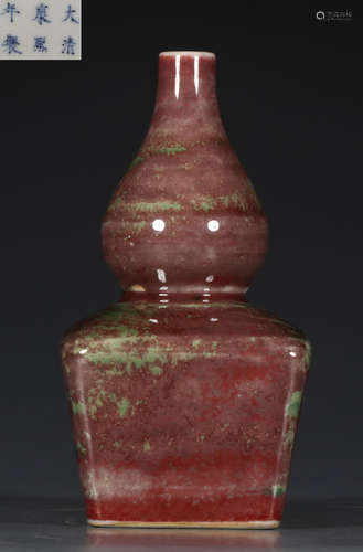 DAQINGKANGXINIANZHI MARK PEACHBLOOM GLAZE VASE