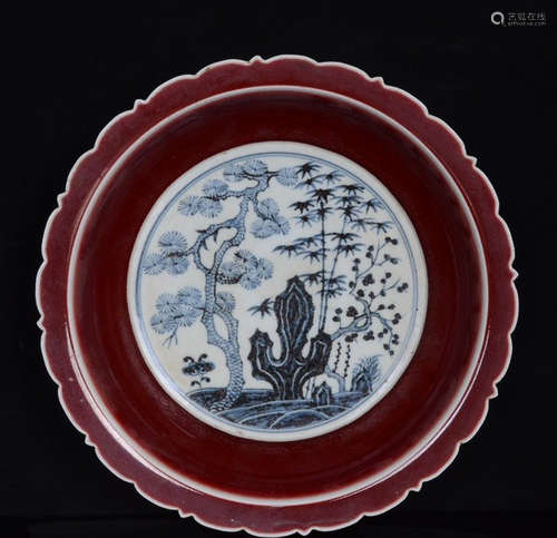 JIHONG GLAZE PLATE WITH BAMBOO PATTERN