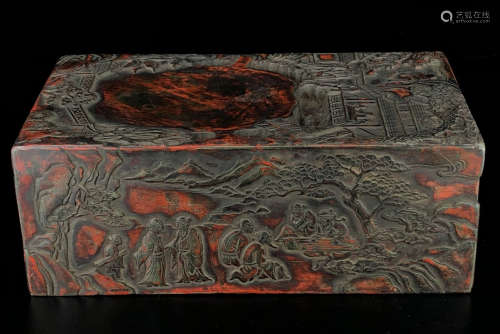 INK SLAB CARVED WITH LANDSCAPE