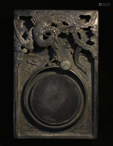 DUAN STONE CARVED PHOENIX PATTERN INK SLAB