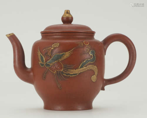 ZISHA TEA POT PAINTED WITH PHOENIX