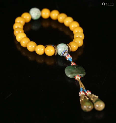 BEESWAX STRING BRACELET WITH 18 BEADS