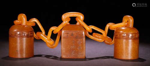 SET OF TIANHUANG STONE SEAL CARVED WITH POETRY