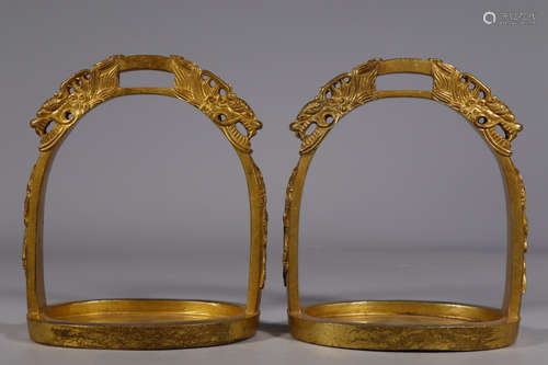 PAIR OF GILT BRONZE STIRRUP