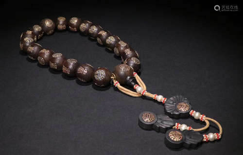 CHENXIANG WOOD STRING BRACELET WITH 18 BEADS