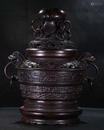 ZITAN WOOD CENSER WITH BEAST EARS