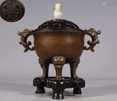 COPPER CENSER WITH BEAST EARS&FEET